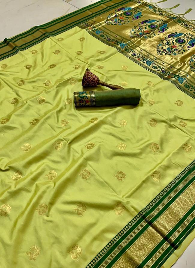 Paithani Silk Light Green Traditional Wear Zari Work Saree